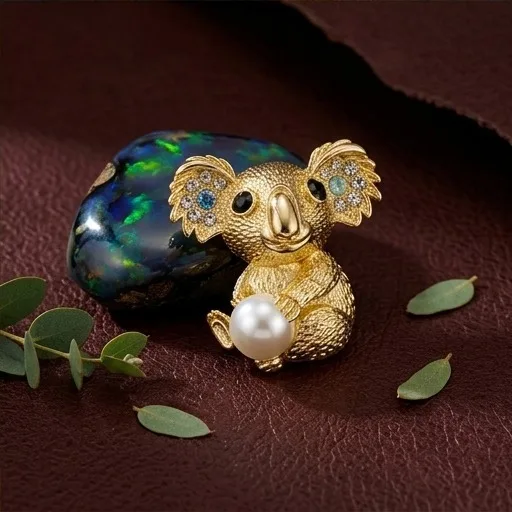 New high-end diamond studded pearl koala brooch, animal pin exquisite coat backpack accessory