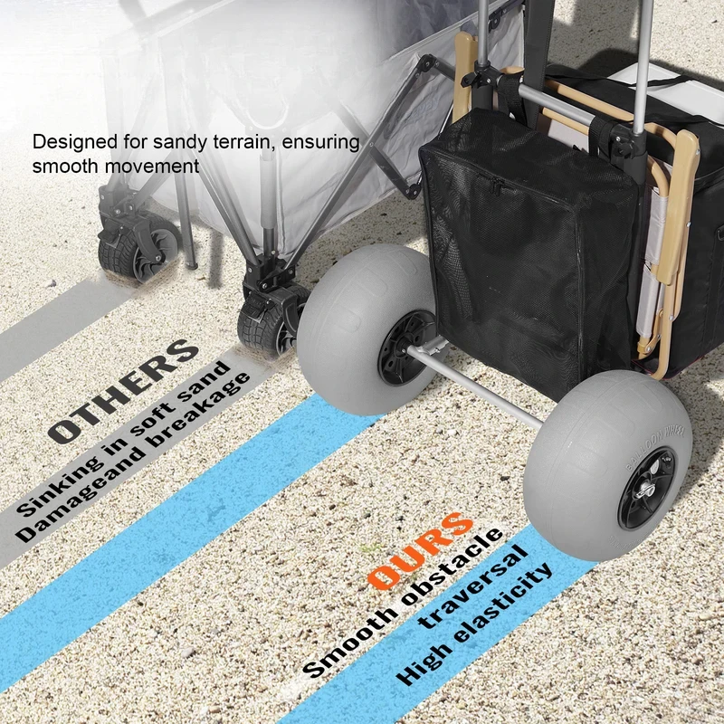 Dolly with Big . x .4 Cargo Deck/  Balloon Wheels, LBS Folding Sand Cart Beach - view 2