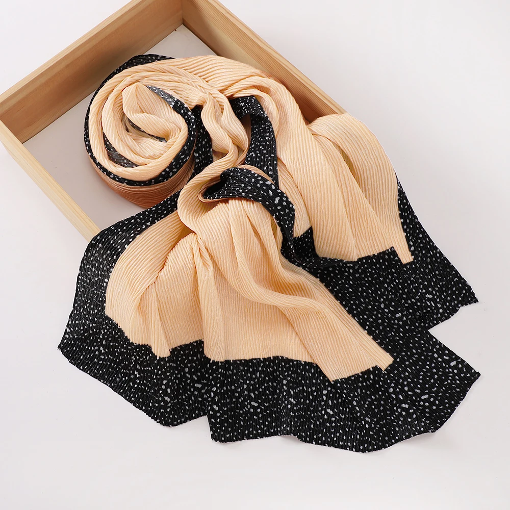 New Leopard Print Hijab Pleated Cotton Scarf Islamic Solid Crinkle Headscarf Hijab Foulard Femme Musulman Wrap Bandana