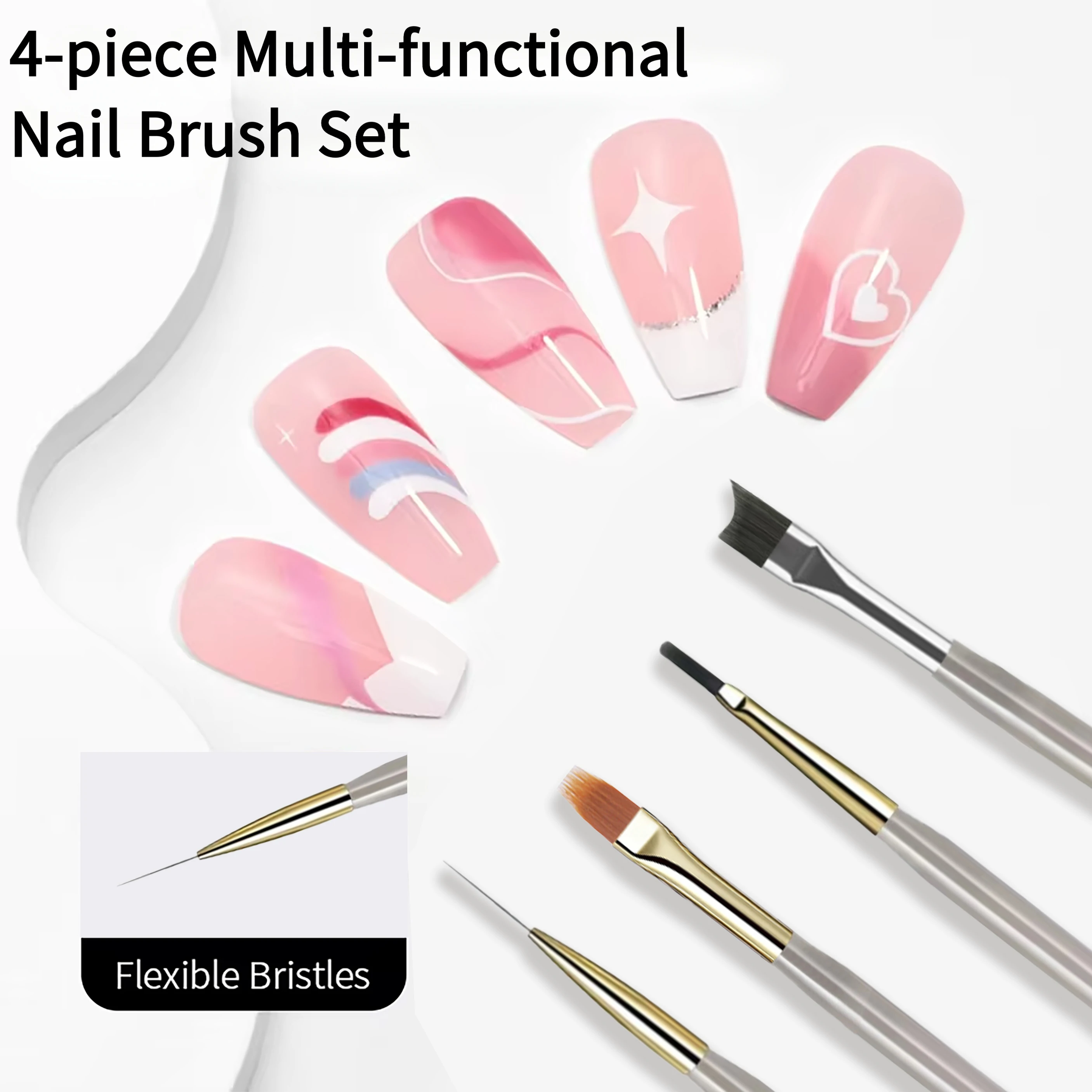 Nail Art Brush Set Nylon Bristle Liner Painting Pen for UV Gel Acrylic Drawing Elastic Sweep Checkered DIY Salon Manicure Tool