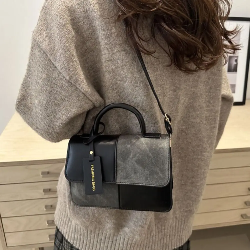 

Simple Color Blocking Women Shoulder Bag Portable PU Ladies Crossbody Bag Korean Style Large Capacity Mini Travel Bag Vacation