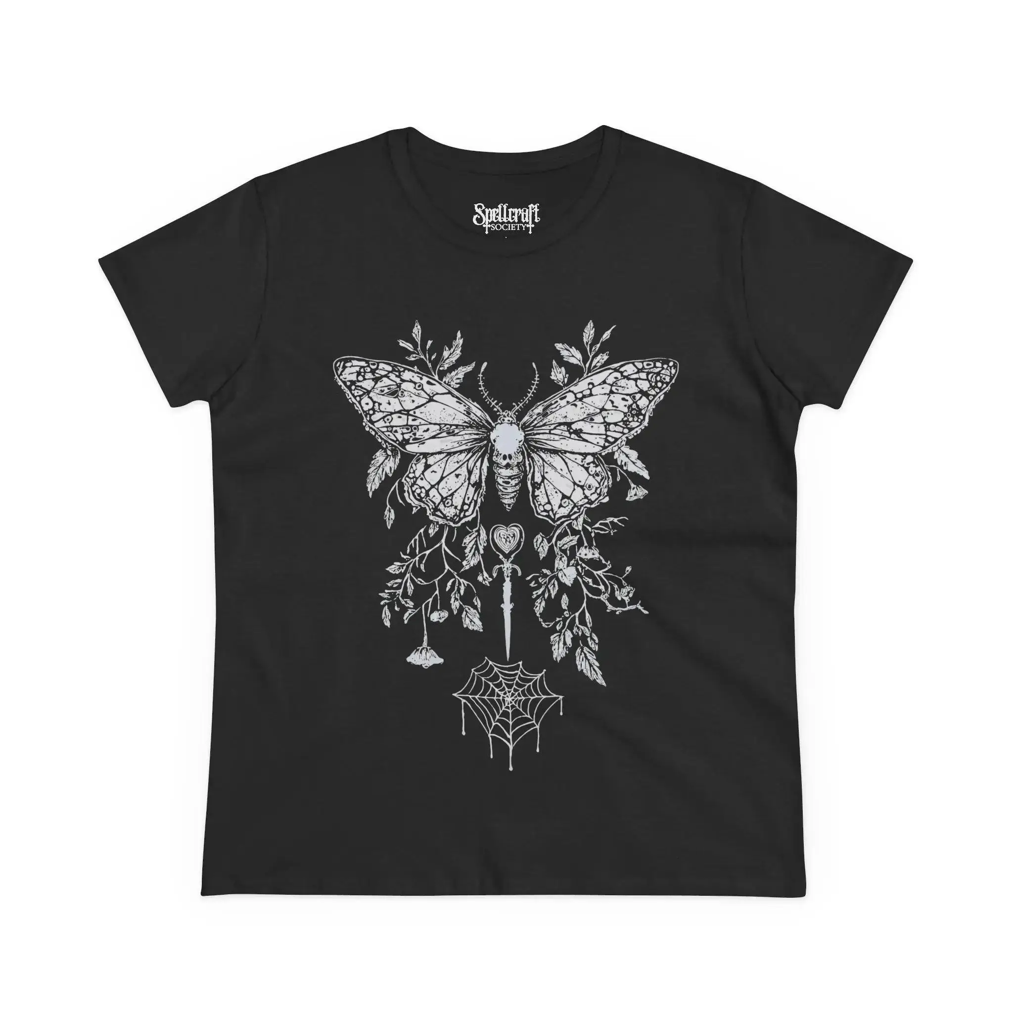 Gothic T Shirt Butterfly Y2K Goth T-shirt Pattern Printed Magic Shirt Fairy Grunge Black Bohemian Top Emo Alternative Clothing