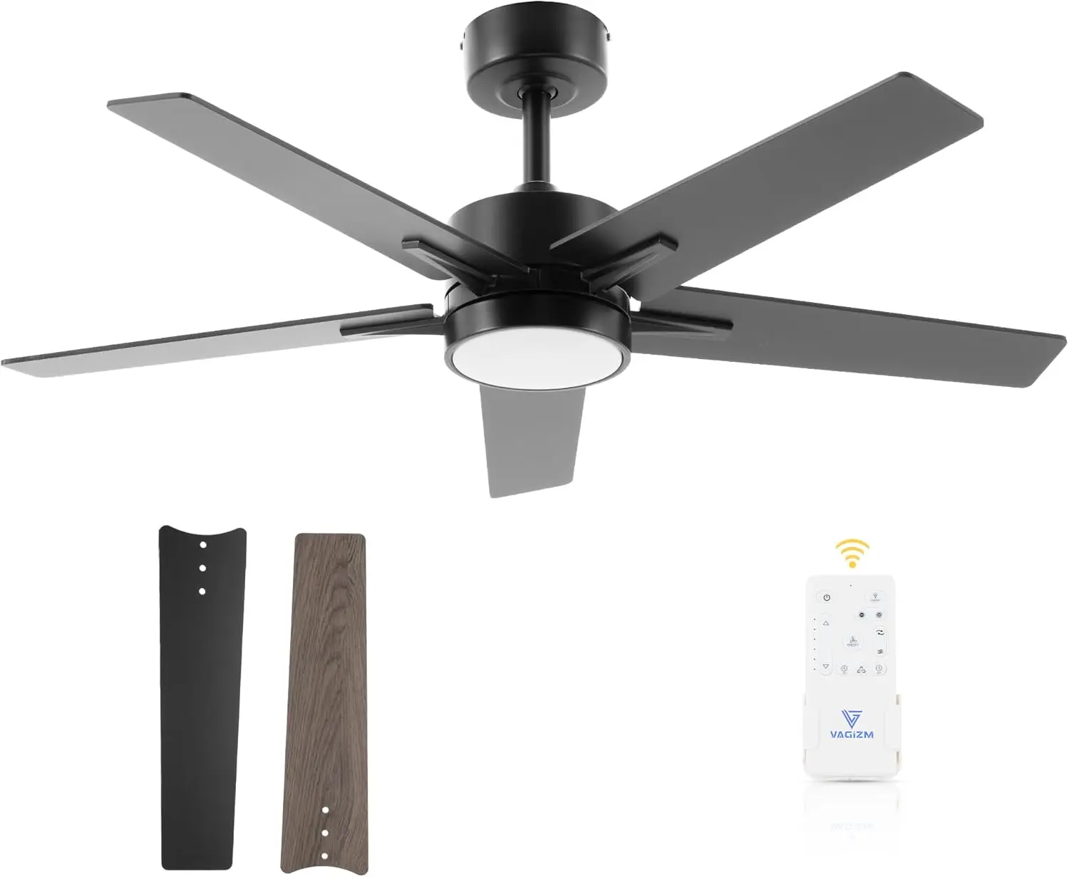 

42" Modern Ceiling Fan with Light Remote: Dimmable Tri-Color LED, Quiet DC Motor for Bedroom Office