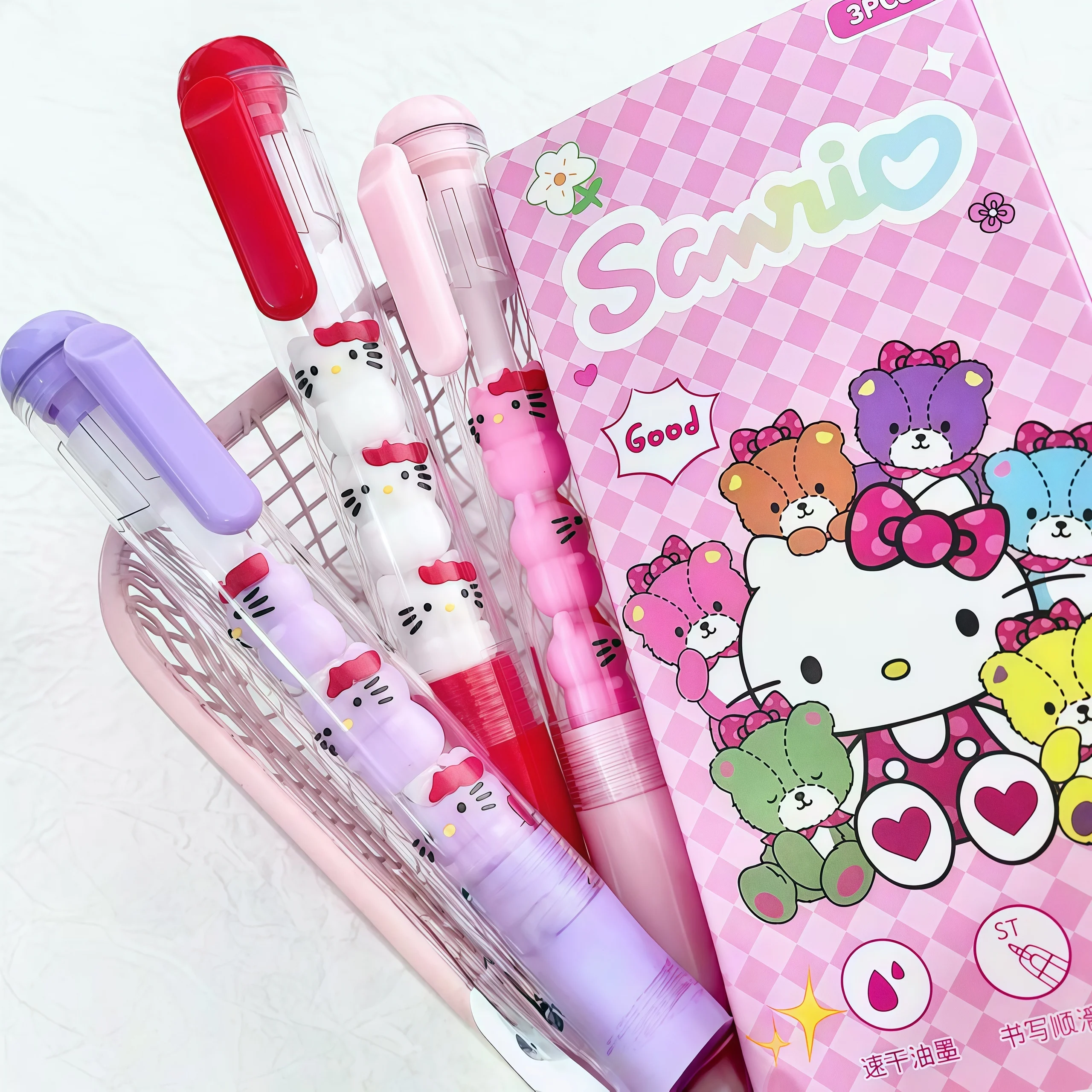 3 قطعة/المجموعة سانريو جل القلم مرحبا كيتي طالب امتحان القلم سريعة الجافة مكتب قلم توقيع اللوازم المدرسية القرطاسية جائزة