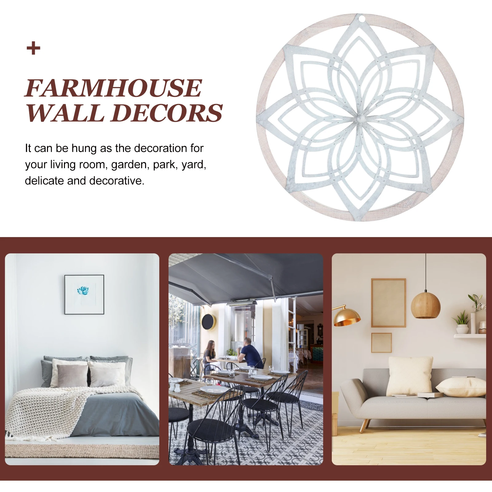 

Farmhouse Art Decor Round Acrylic Wall Hanging Ornament Home Wall Decor For Living Room Bedroom Garden Yard Party