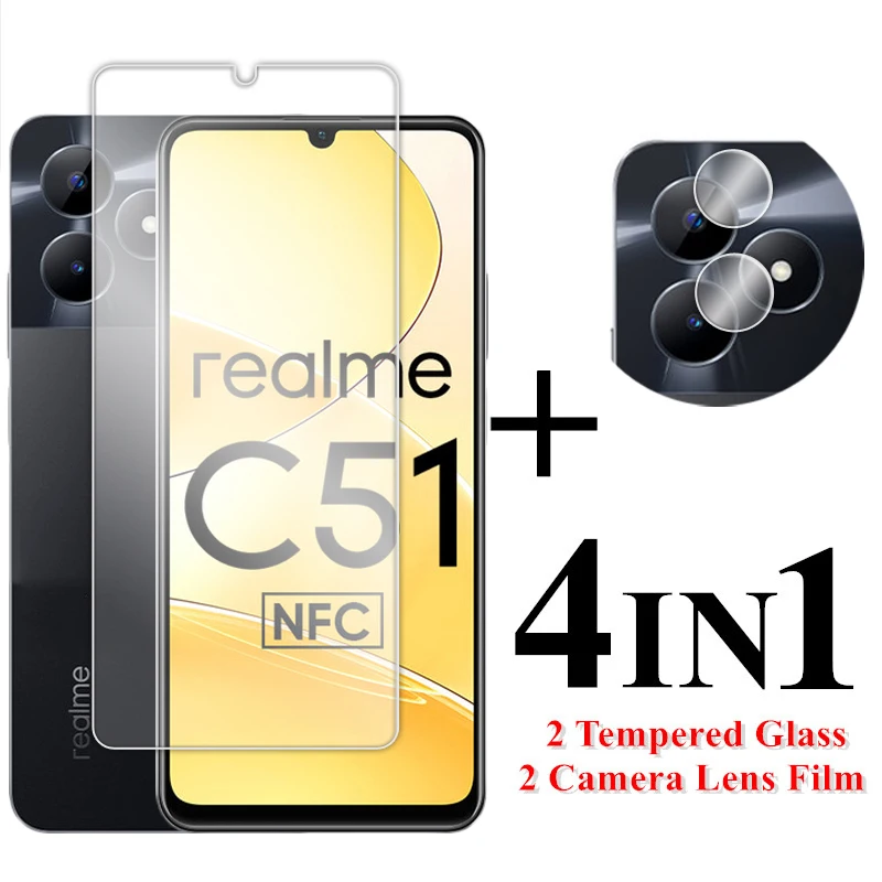 

Для Realme C51 стекло Realme C51 4G закаленное стекло 6,74 дюйма прозрачная полная протектор экрана с клеем для Realme C51 пленка для объектива