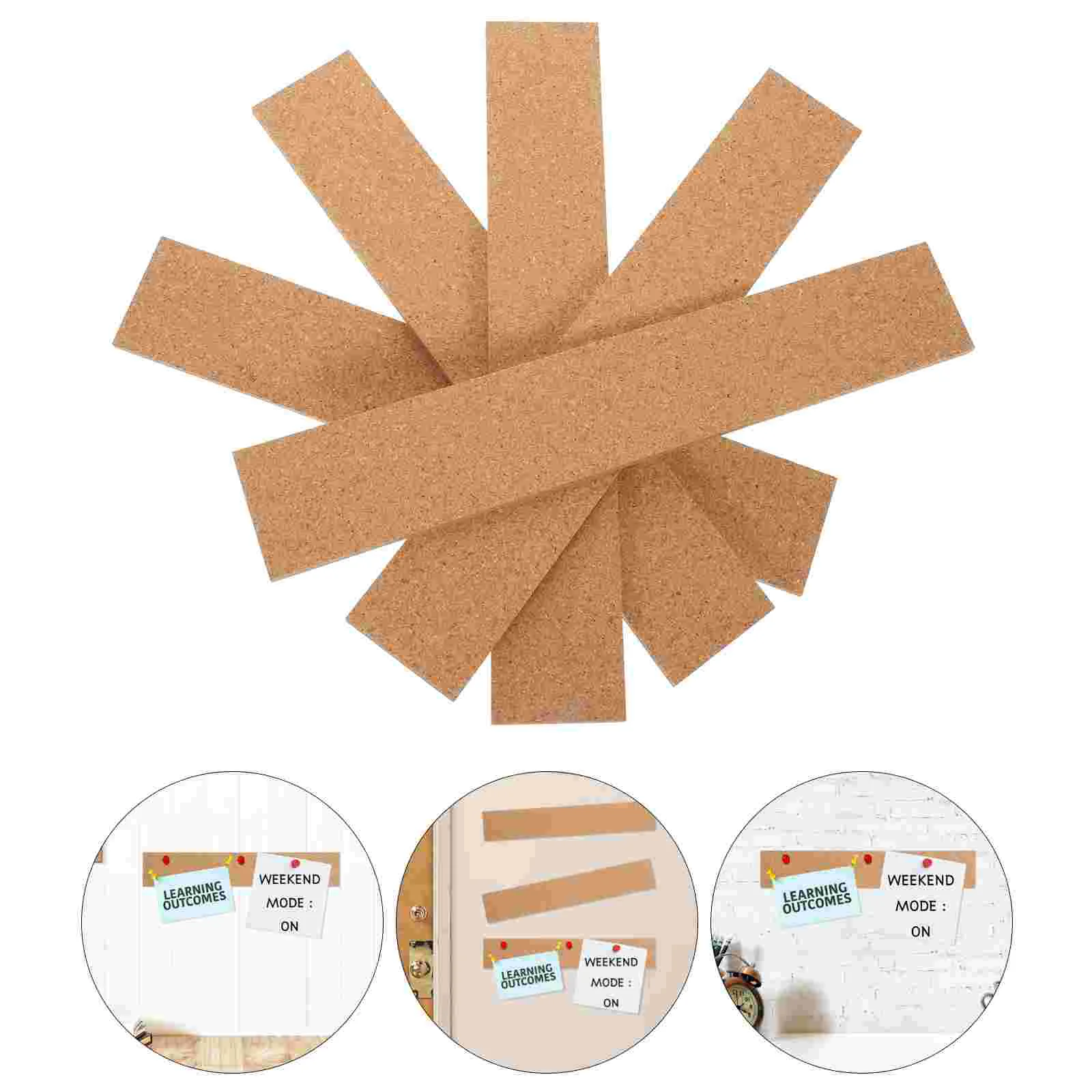 

5 Pcs Frameless Bulletin Board Strip Cork Bar Thick Boards Strips Office Memo Adhesive