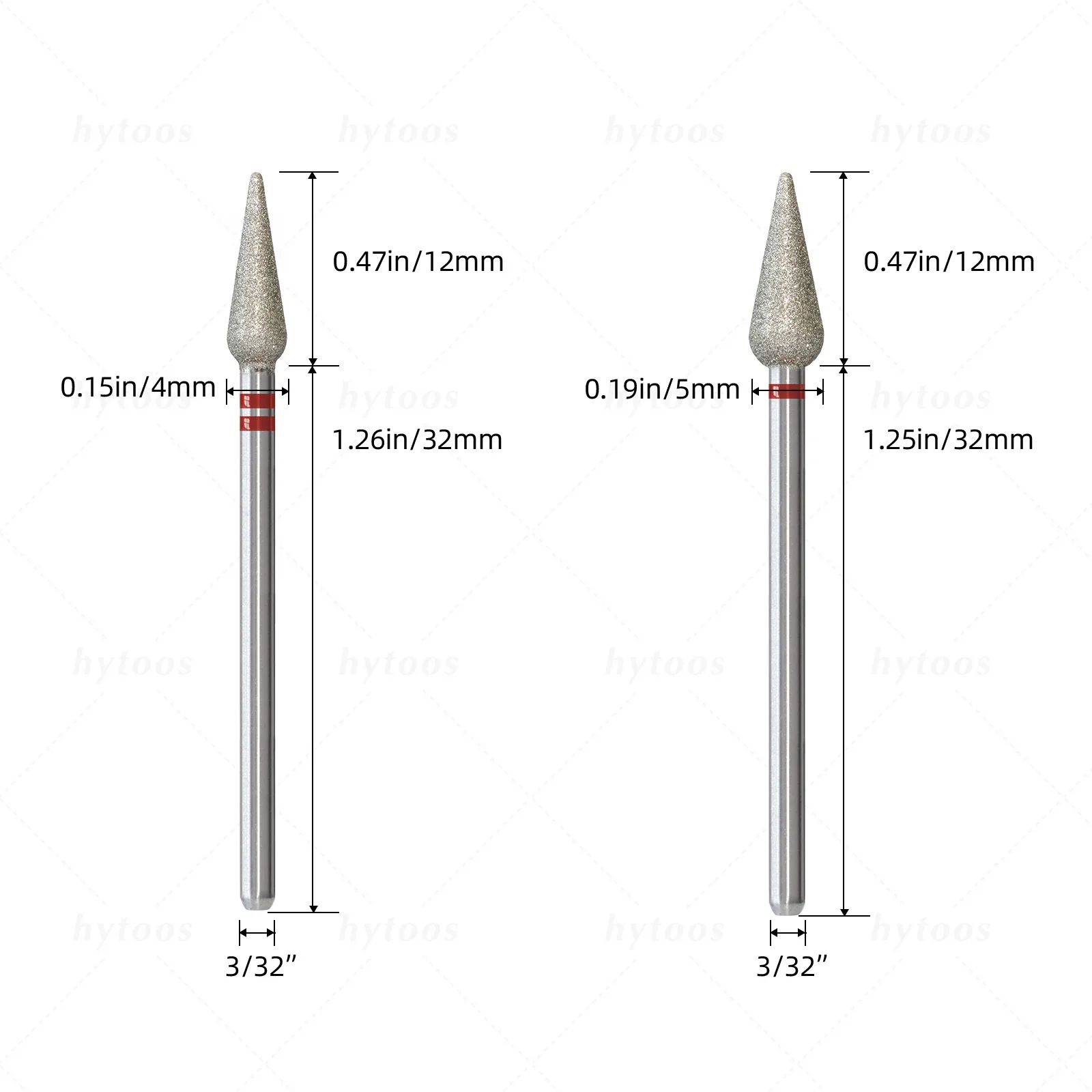 HYTOOS 5mm Long Bud Cuticle Clean Nail Drill Bits Russian Diamond Dead Skin Nail Bit Narzędzie do czyszczenia paznokci Akcesoria