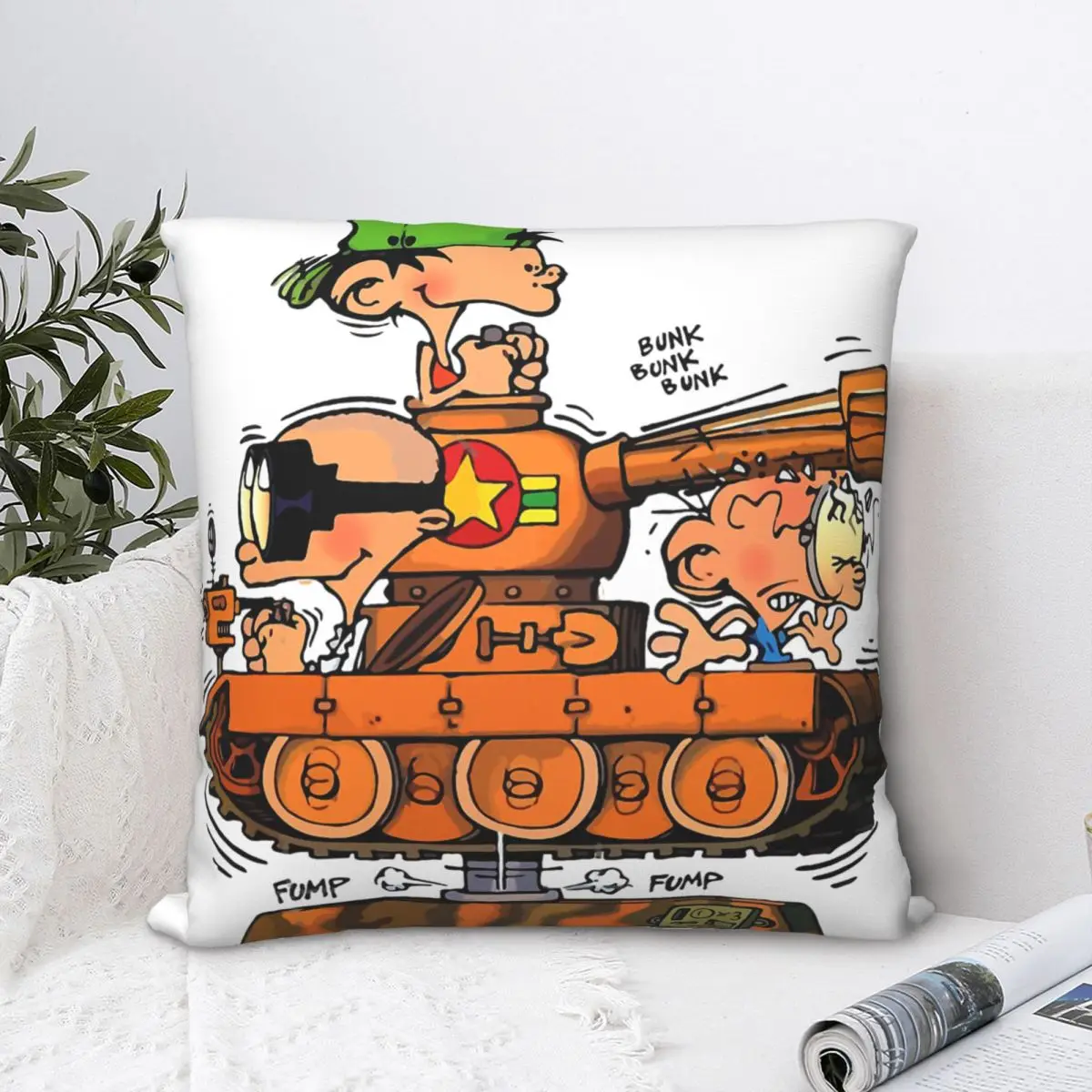 Kid Paddle In Tank Throw Pillow Case Gaston Lagaffe Children's Comics Cushion For Home Sofa Chair Decorative Hug Pillowcase