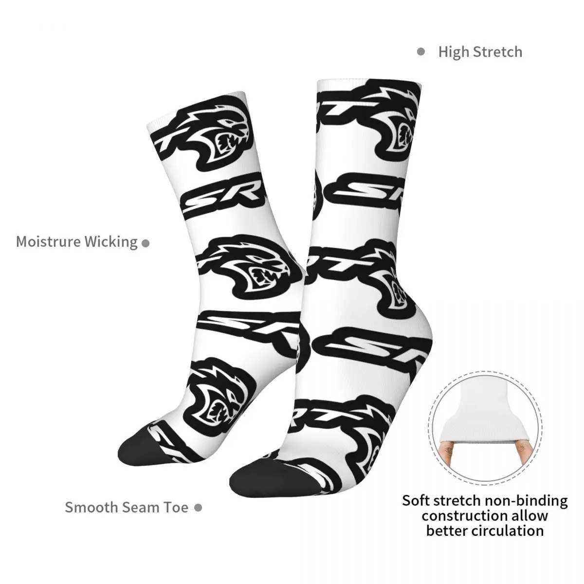 SRT Hellcat Demon Dodge Challenger جوارب سباق السيارات Harajuku جوارب فائقة النعومة طوال الموسم جوارب طويلة هدية عيد الميلاد