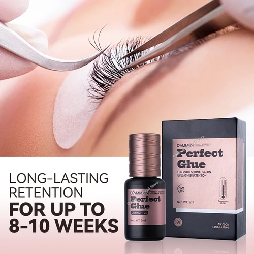 Imagen 1 del producto Damman Lash Gule para extensión de pestañas, pegamento para extensión de pestañas de baja estimulación, tiempo de retención de pegamento para pestañas profesional de 8 a 10 semanas