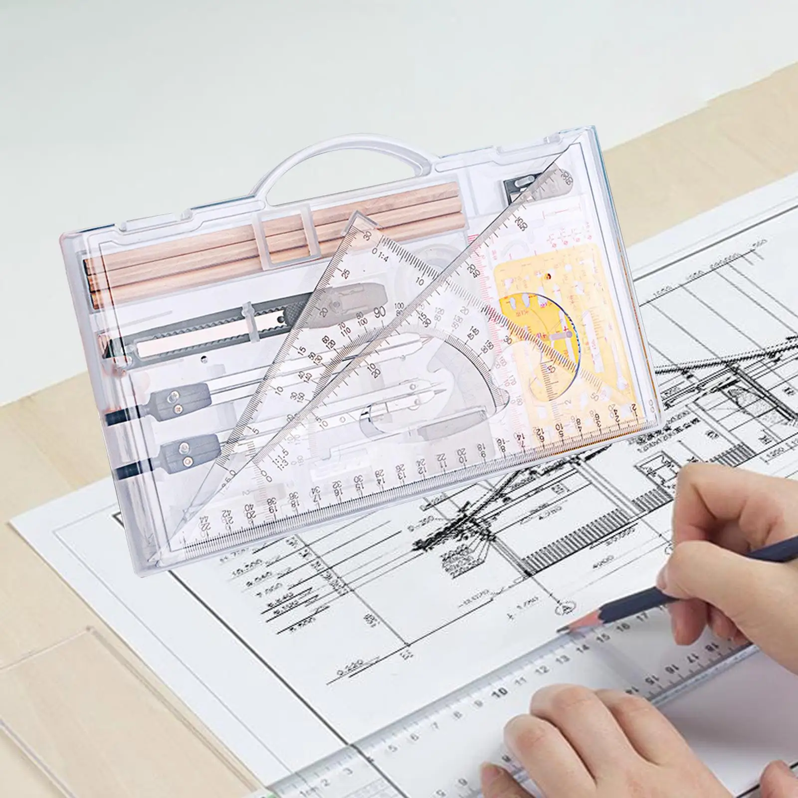 Architects Compass Ruler Precision Geometry Set Versatile Transparent Carrying