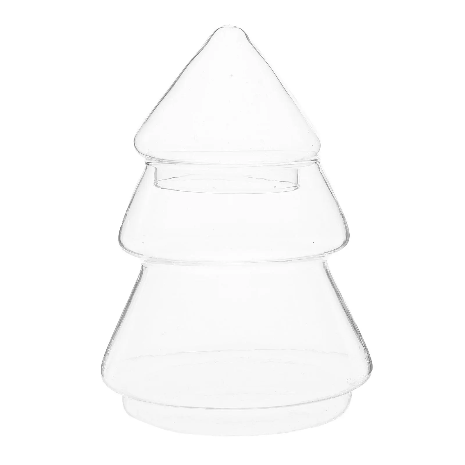 

Glass Christmas Tree Candy Jar 220Ml Transparent Covered Holiday Food Storage Container Xmas Cookie Bowl Party Decoration