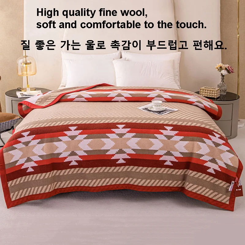 100% Wool Blankets 1.5*2/1.8*2/2*2.3m Warm Comforter Red Wool Blankets For Winter Spring Autumn Bedding Sofa Dormitory Camping
