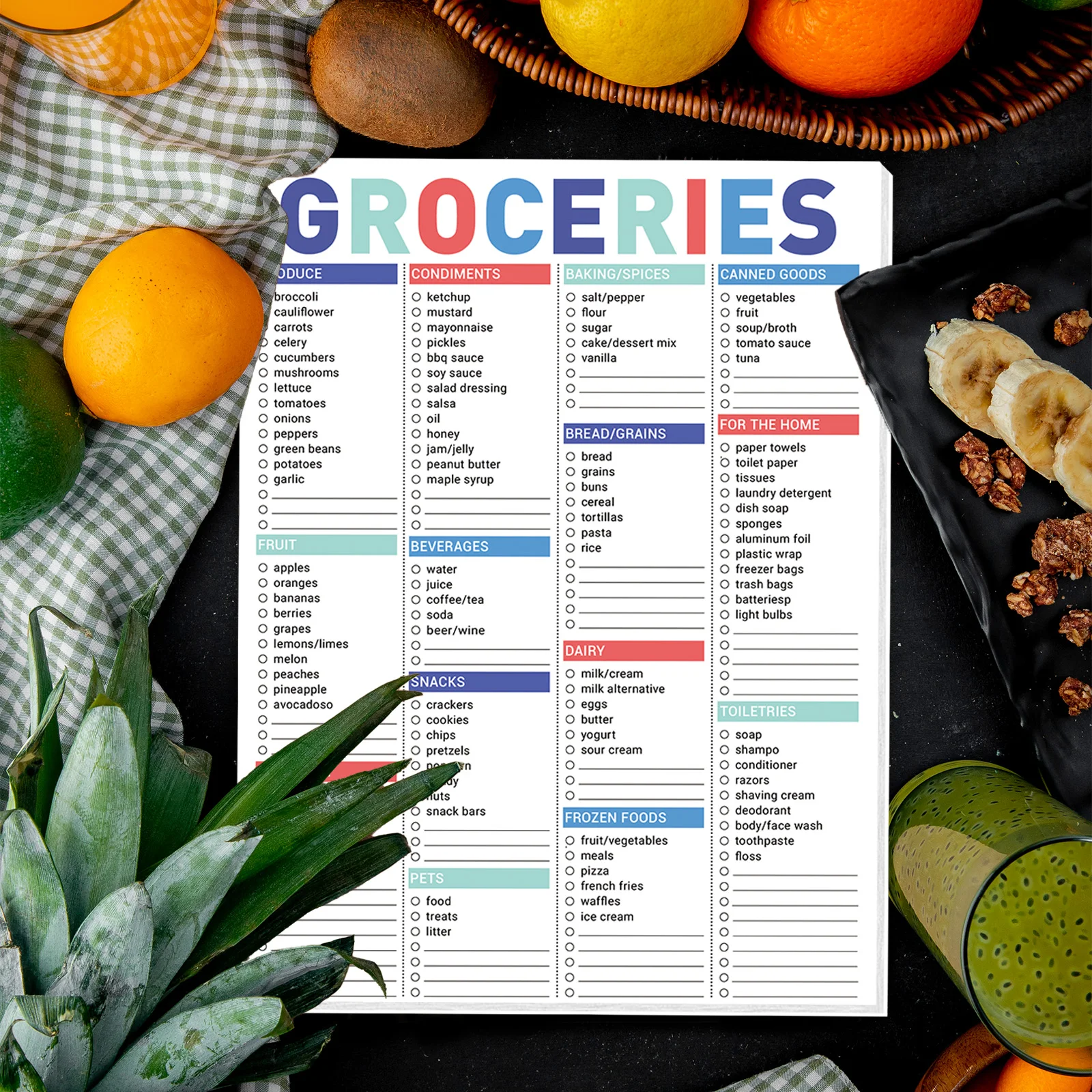 52sheets Grocery List Magnet Pad Common Food for Fridge with Blank Shopping Spaces Home Organization and Meal Planning