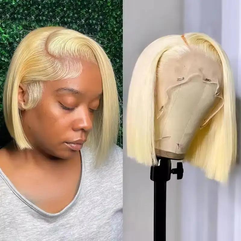 

13x4 613 HD Blonde Bob Hair Wig Human Hair Lace Frontal Wig Brazilian Straight Bob Wig Lace Front Human Hair Wigs for Women