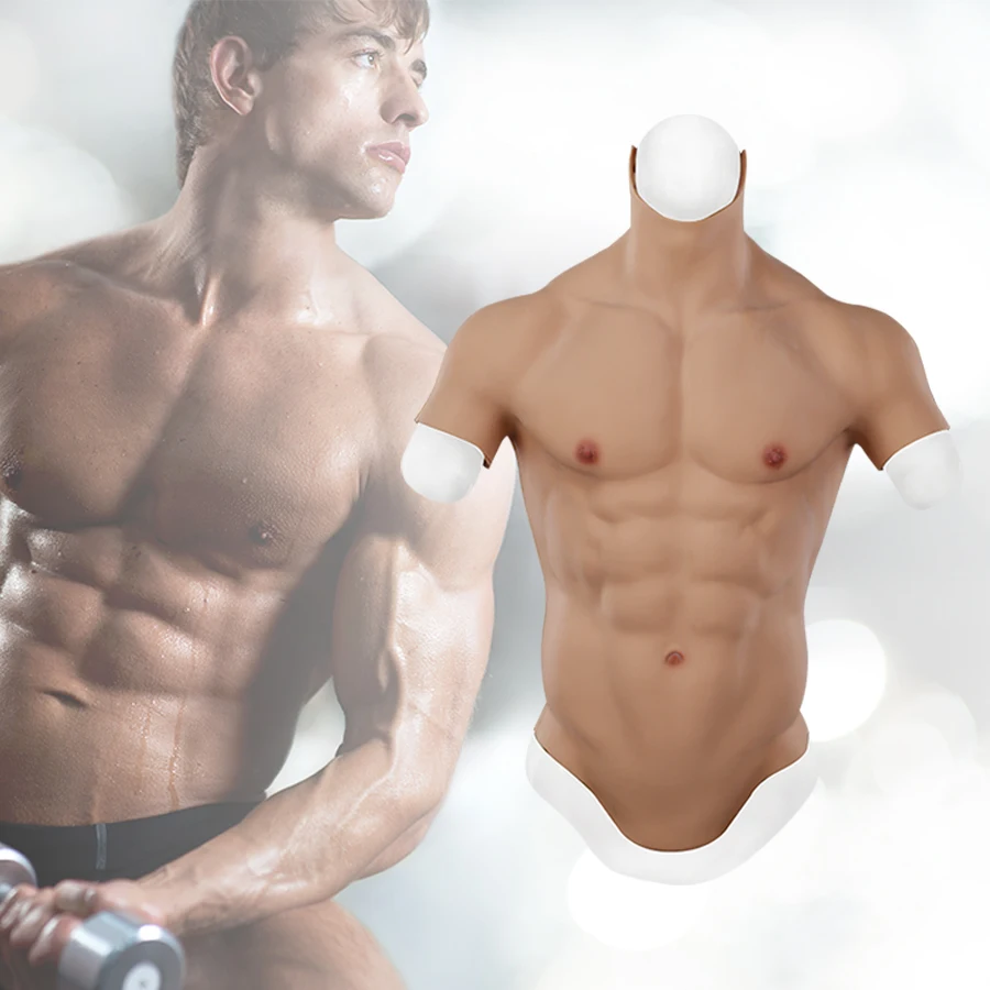 Eyung Realistic Silicone Fake Stomach Muscles Cosplay 8 Pack Belly Macho Chest Men Artificial Simulation Muscle Skin Transgendr