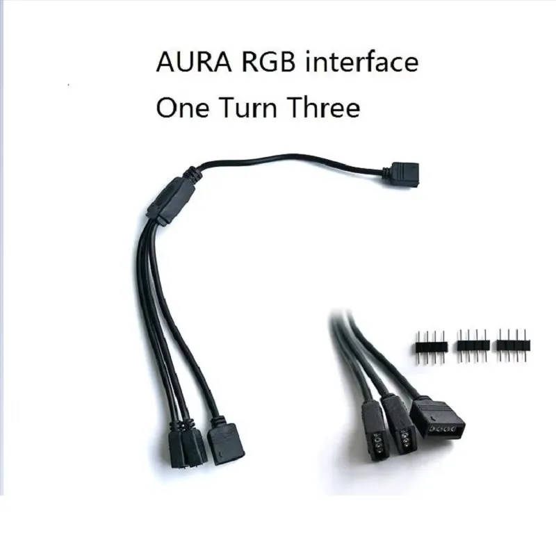 Computer Motherboard Sync Cable 5V ARGB 3-Pin 1-to-3 12V RGB 4-Pin 1-to-4 Extension Cable for Light Strip RGB LED Sync Control