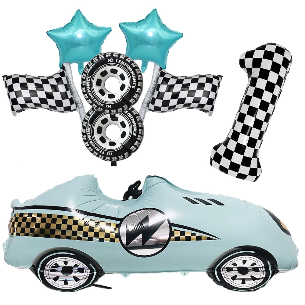 Große Cartoon Blau Racing Auto Nummer Digital Ballon Set Jungen Geburtstag Party Baby Dusche Rennwagen Party Decor Kinder Bevorzugung Geschenke – Detail 1