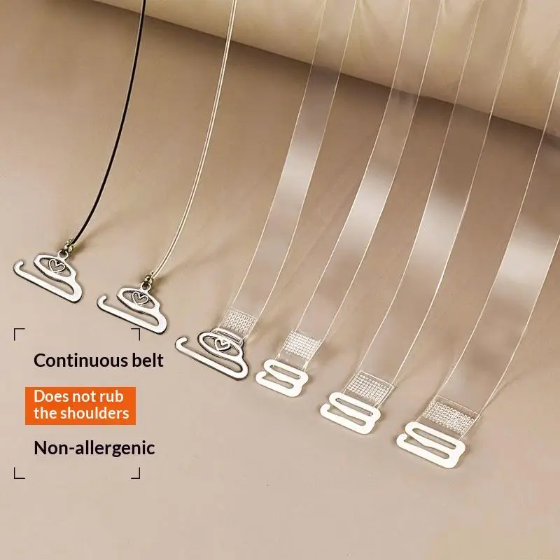 2Pcs Removable Concealable Underwear Straps Long-lasting Clear Bra Straps Flexible Non-slip Shoulder Straps New For Summer