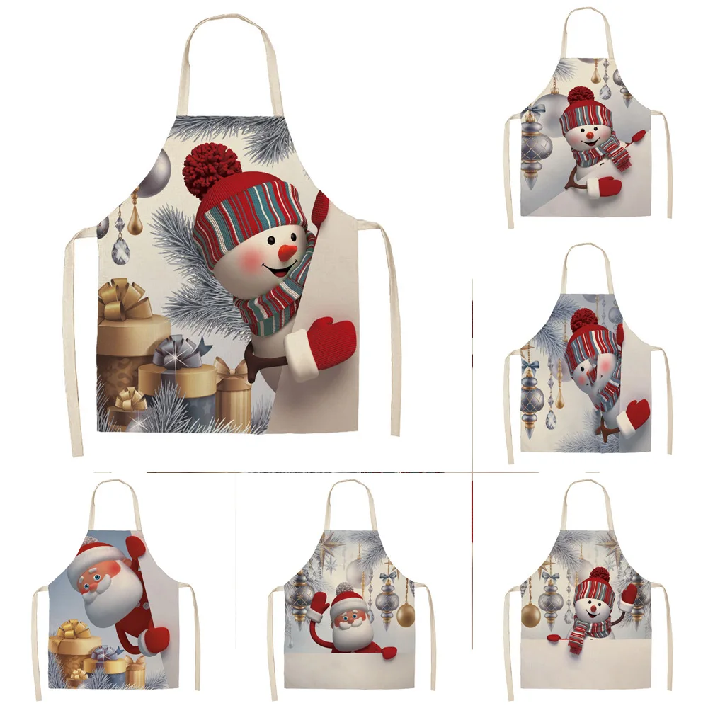 Christmas Snowman Elk Apron Chef Apron Aprons for Woman Kitchen Apron Waitress Shies Aprons Woman Kitchen Apron for Men Aprons