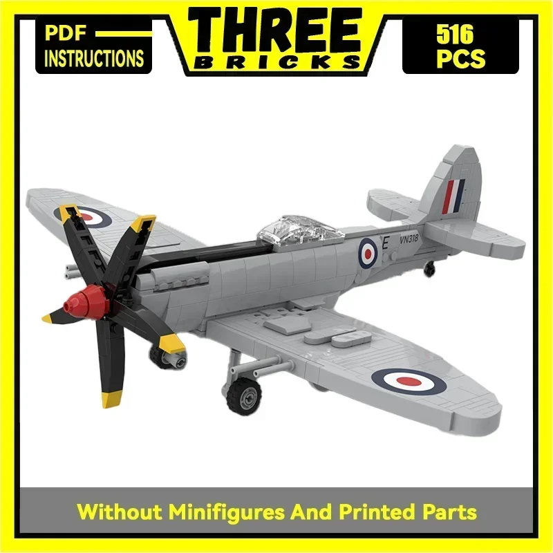 Moc Building Bricks Military Model 1:35 Scale Spitfire F MK.24 Fighter Technology Blocks Gifts Christmas Toys DIY Sets Assembly