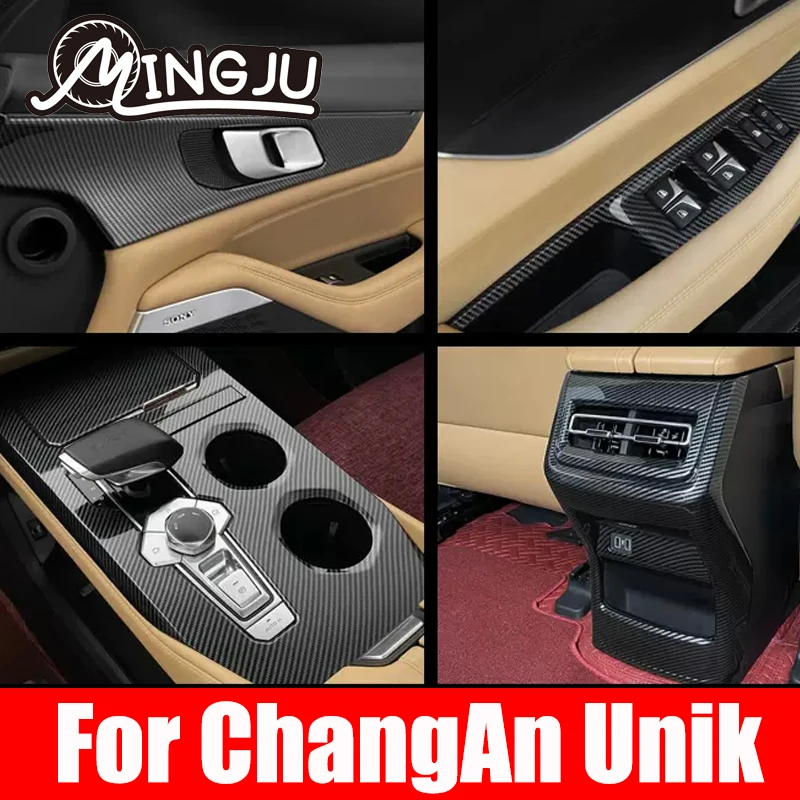 For Chang An Unik Uni k 2021 2022 2023 2024 Car Carbon fiber Color Interior Decoration Cover Stickers ABS Accessories