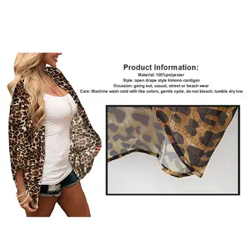 Cardigan kimono in chiffon leggero con stampa floreale da donna, taglie forti, a maniche corte, ampio, da spiaggia, copricostume, camicetta, taglie forti 10 best sales kimono di chiffon - №3