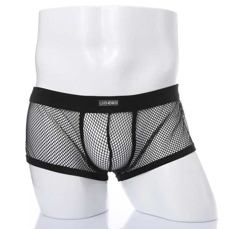 Sexy Mesh Boxer Men Underwear See Through Transparent Low Waist Nightwear Boxer Shorts Boxershorts Men Sexy Underwear Sissy