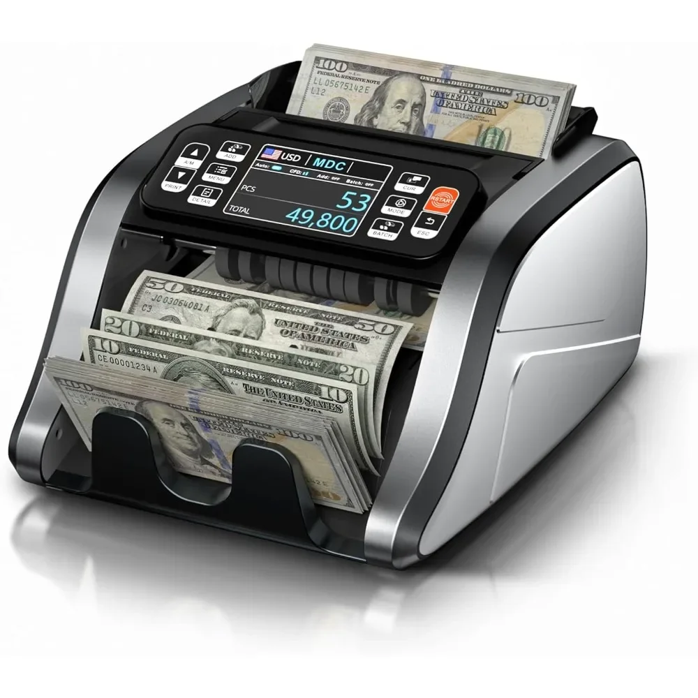 Mixed Denomination Money Counter Machine, Value Counting, UV/MG/IR/DD Counterfeit Detection, 3.5