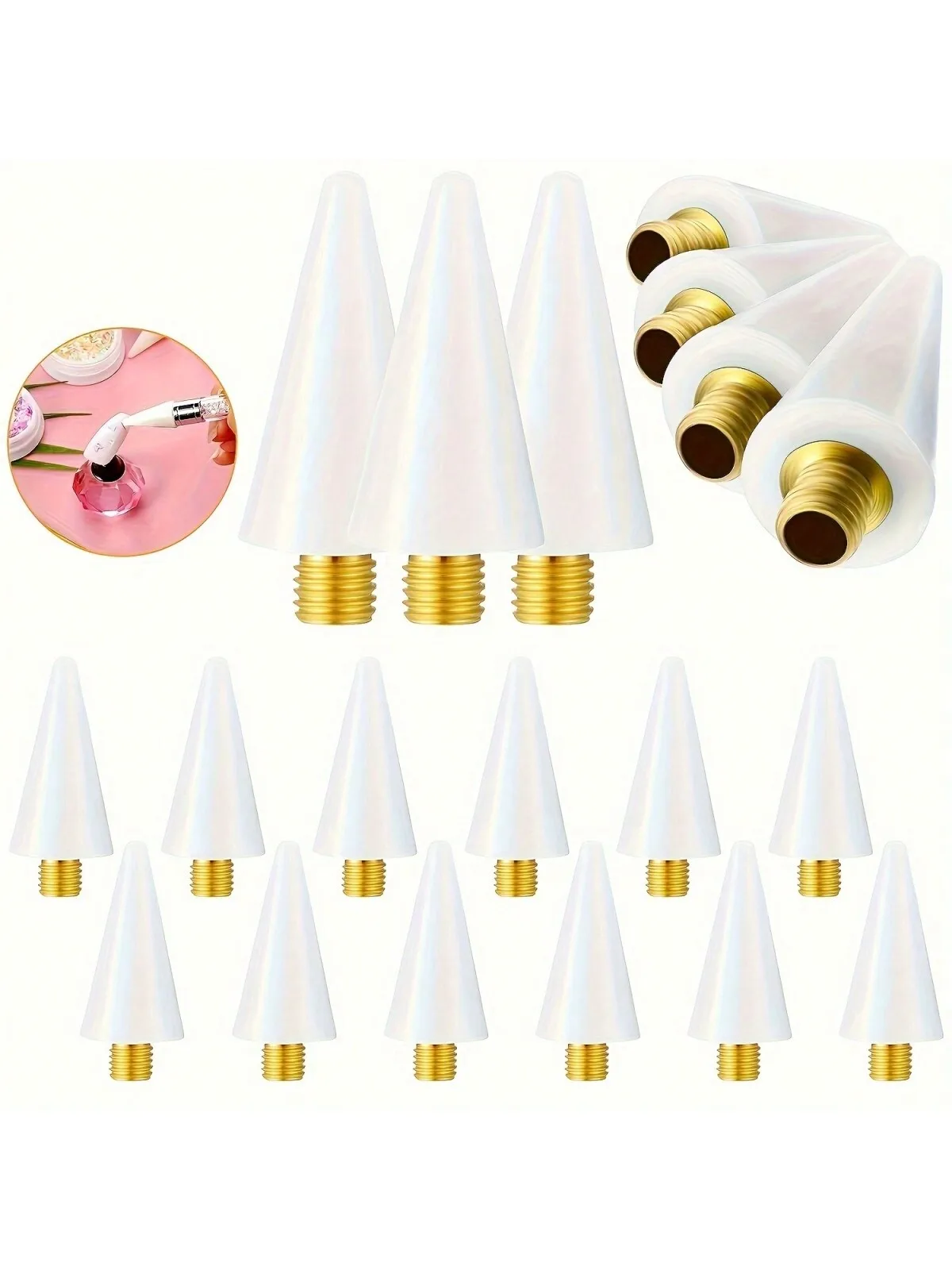 

12pcs Wax Replacement Tip Nail Rhinestones Picker With Nail Point Pen For Selecting Nail Gem Jewelry, Replacement Wax Accessorie