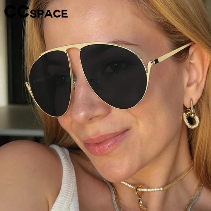 Oversized Metal Sunglasses Pilot Men Wome Black Golden Sunglasses Brand Designer Alloy UV400 Goggles Vintage Retro Punk 802488