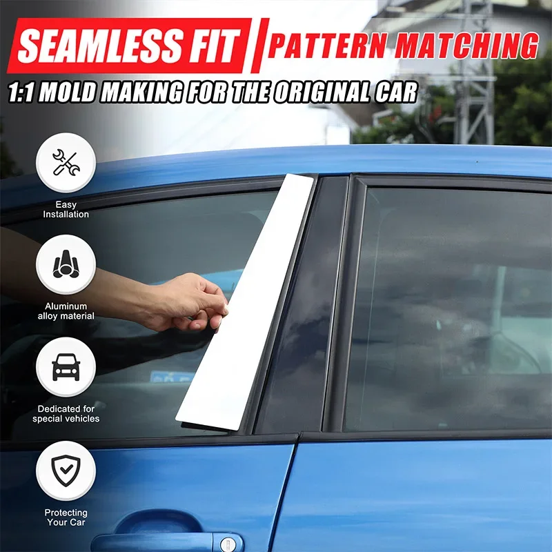 4PCS Chrome Stainless Steel Car Window Center Post Pillar Trim Decorative Plate Cover Accessories For Seat Leon MK2 2008-2012