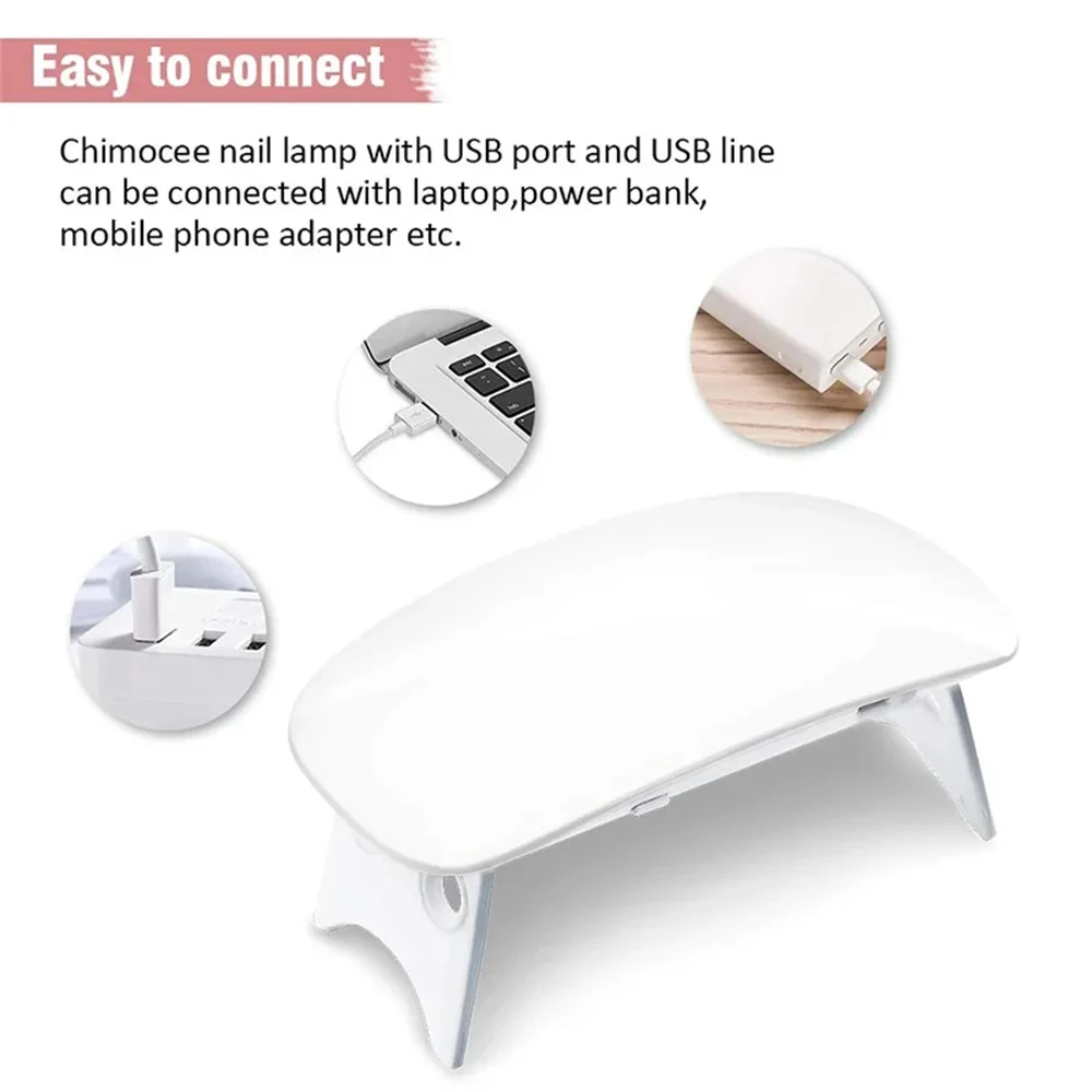 Mini secador de uñas de 6W, lámpara Led UV blanca y rosa, interfaz Usb portátil, muy conveniente para uso doméstico