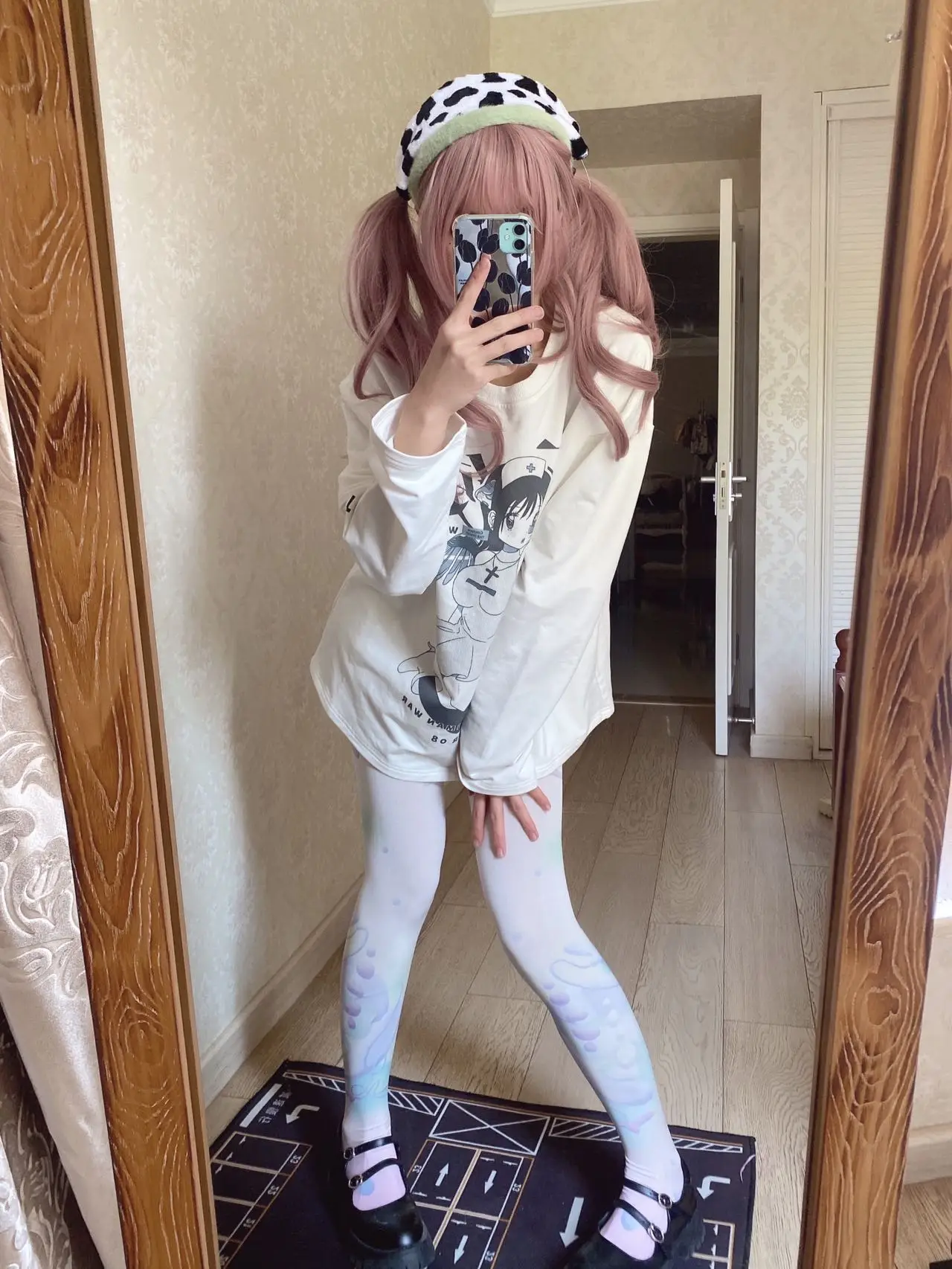 Lolita Style Sexy Tights Leggings for Women Sweet Printed Female Spring Autumn Hosiery Japanese Style White Stockings for Lady