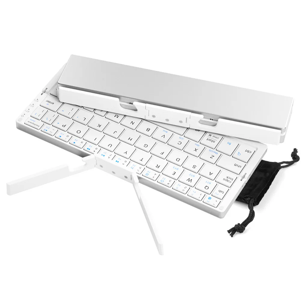 Rechargeable Foldable Keyboard with Magnetic Stand for iOS Smartphones and Tablets Compact Foldable Form Factor