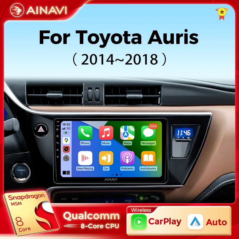 Ainavi Multimedia Player For Toyota Auris 2014 2015 2016 2017 2018 Corolla Hybrid Carplay Android
