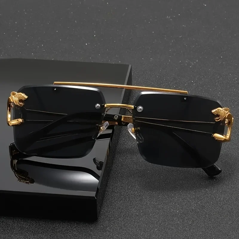 Vintage Luxury Golden Glasses Women's Punk Frameless High-End Men And Women Outdoor Eyewear Travel Anti Sun Glasses view 2