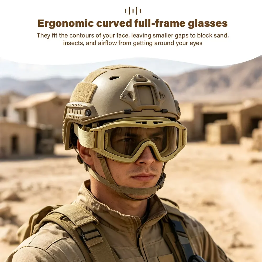 Airsoft Tactical Goggles Anti Explosion Impact Resistant Anti Fog 1 3 Lenses For Shooting Motorcycle Mountaineering Sport