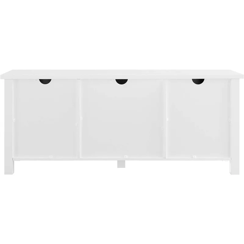 Buren Classic Grooved Door TV Stand for TVs up to 65 Inches, 58 Inch, Solid White