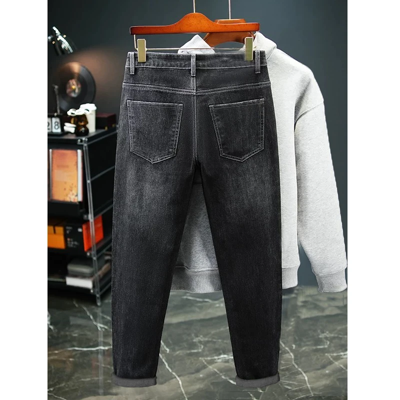 New Fashion Stretchy Slim Fit Straight Man Pants High Quality Casual Wear Outdoor Comfortable Denim Men's Jeans Blue