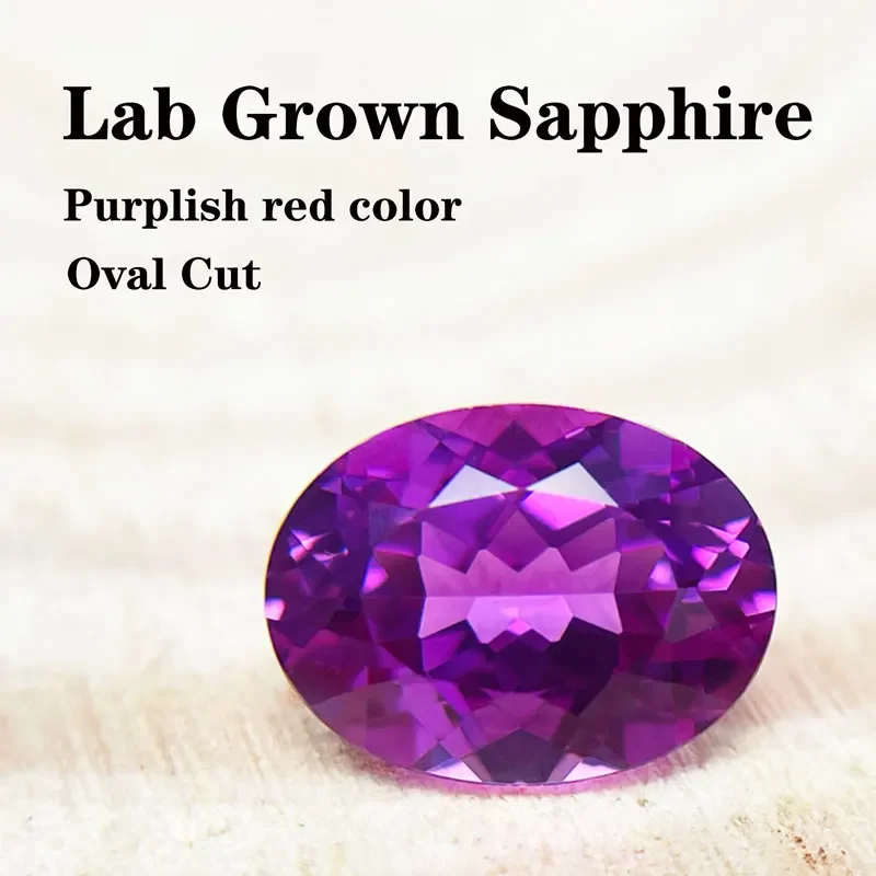 

Natural Purplish Red Color Lab Grown Sapphire Oval Shape Charms Gemstones Beads Diy Jewelry Making with Certificate Wholesale