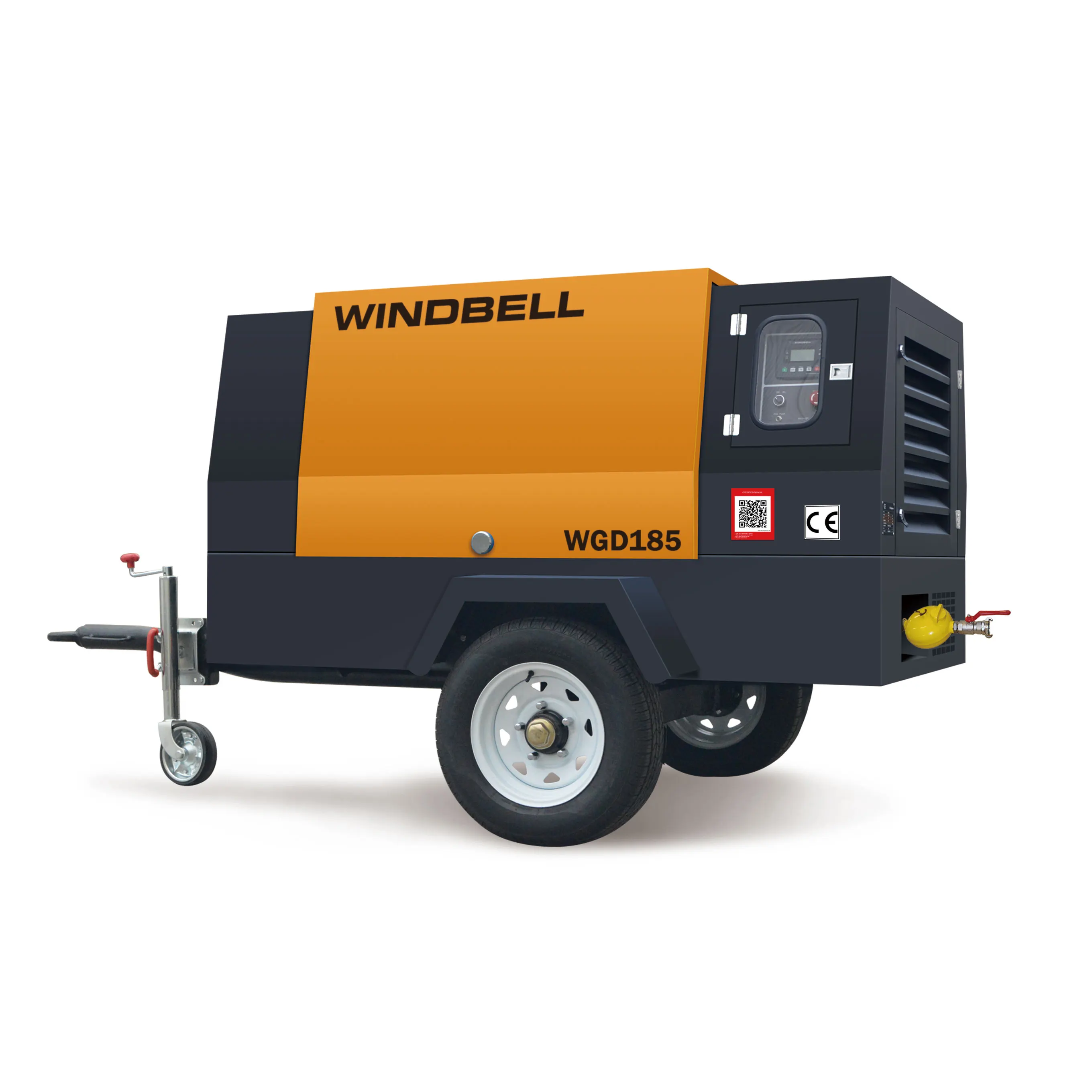 25 Hp 185 Cfm 385  300  High Pressure Mobile Diesel Engine Portable Screw  Air Compressor with Wheels