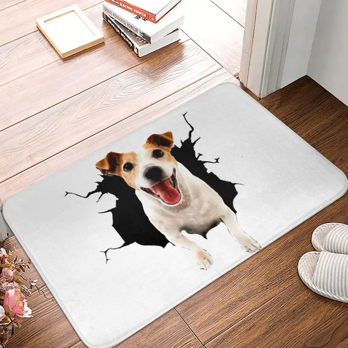 Jack Russell Terrier Bath Mat Non-slip Cute Dog Toilet Mat Quick Dry for Shower Home Decor Foot Mat Absorbent Bathroom Carpet