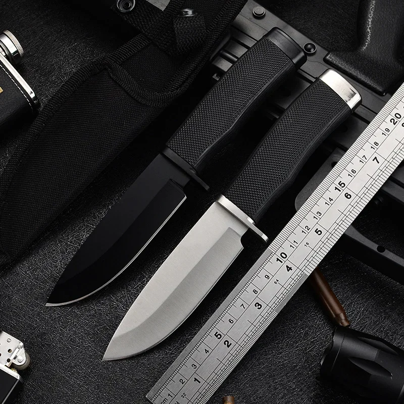 

1 piece of high hardness outdoor straight knife, portable EDC camping knife sheath pocket knife, outdoor barbecue tool knife