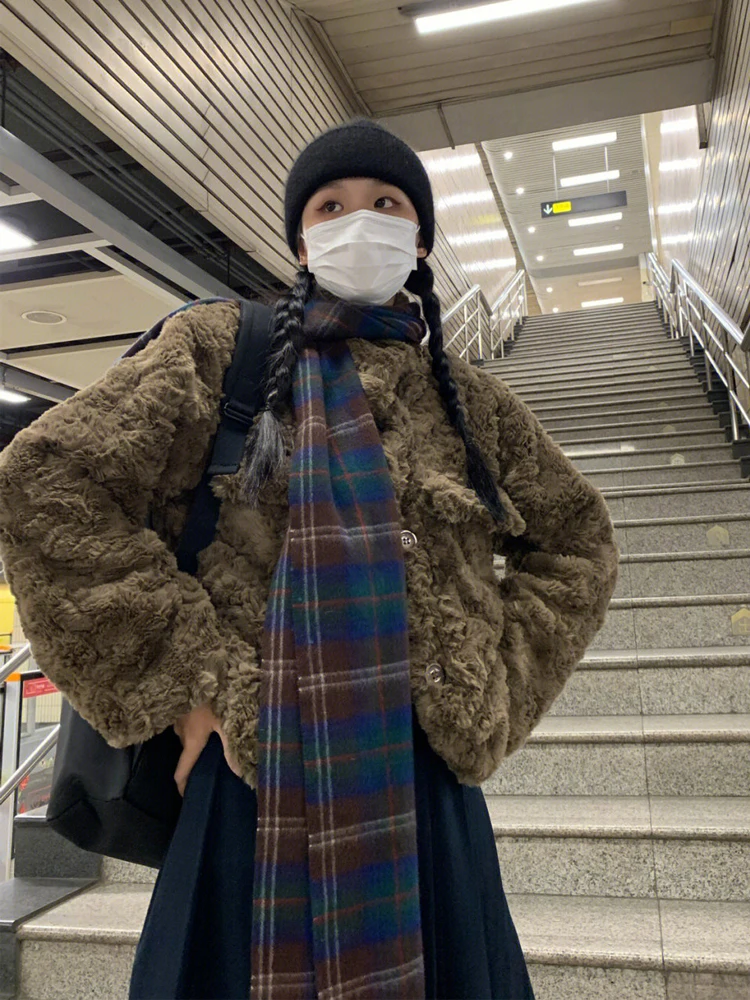 Jaqueta de lã de cordeiro primavera mulher clássico fantasia retro quente grosso elegante aconchegante moda senhoras vintage longo estilo preppy namorado ins