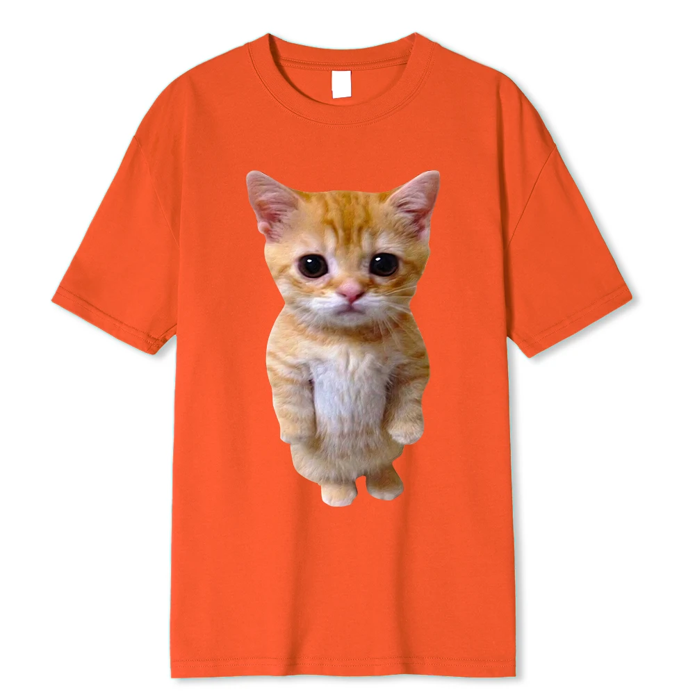 El Gato Meme Sad Crying Cat Munchkin Kitty Meme Trendy Graphic T-shirt Unisex Fashion Short Sleeve T-shirts Oversized Streetwear