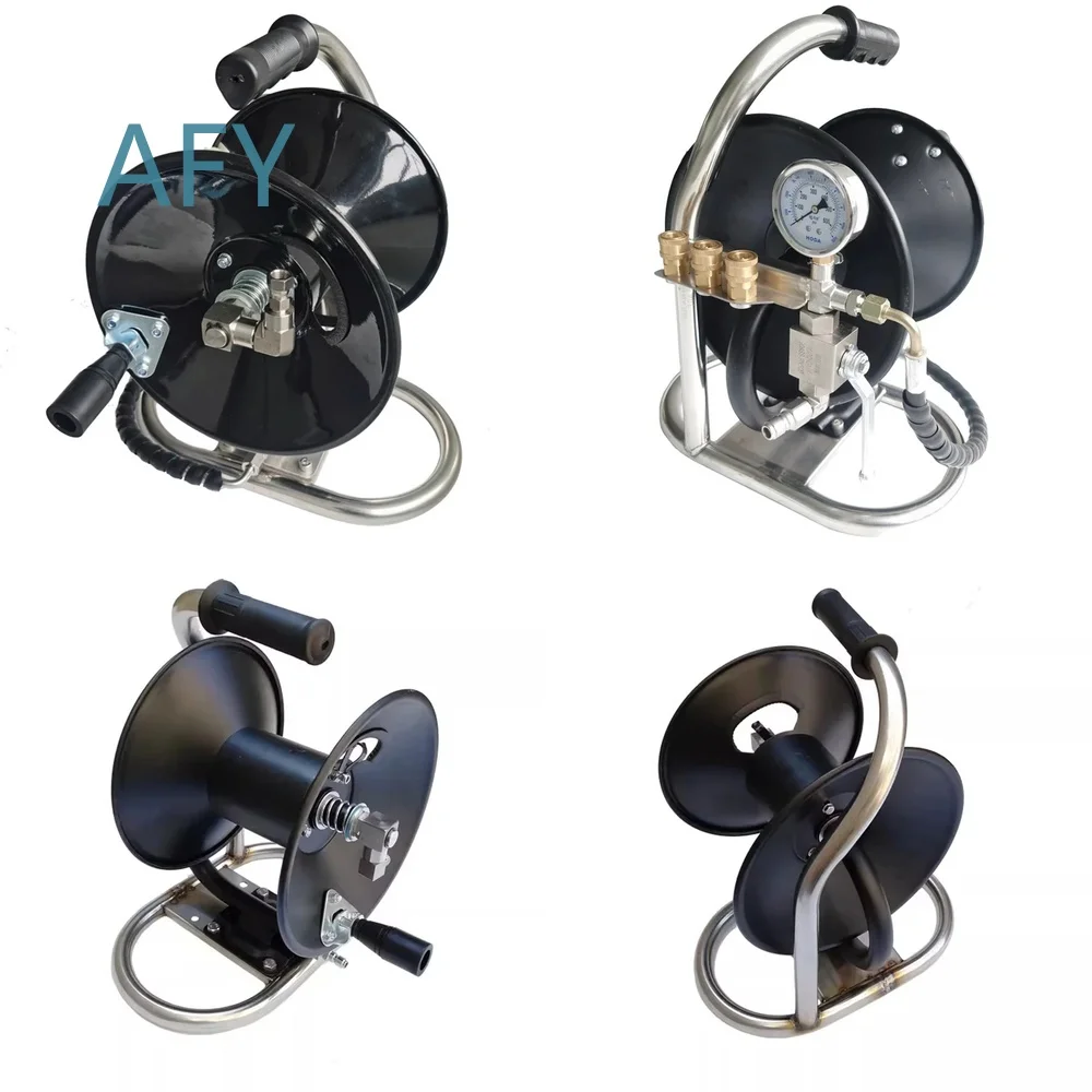 Stainless Steel Portable Hose Reel for Jet Drain Cleaner Pipeline High Pressure Cleaning System Garden Water Reel Utility