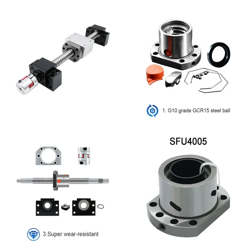 Drawing Processing SFU 4010 Ball Screws Set plum Coupling Lead Screw Nut Nut Seat, Support Seat for Automation Industry