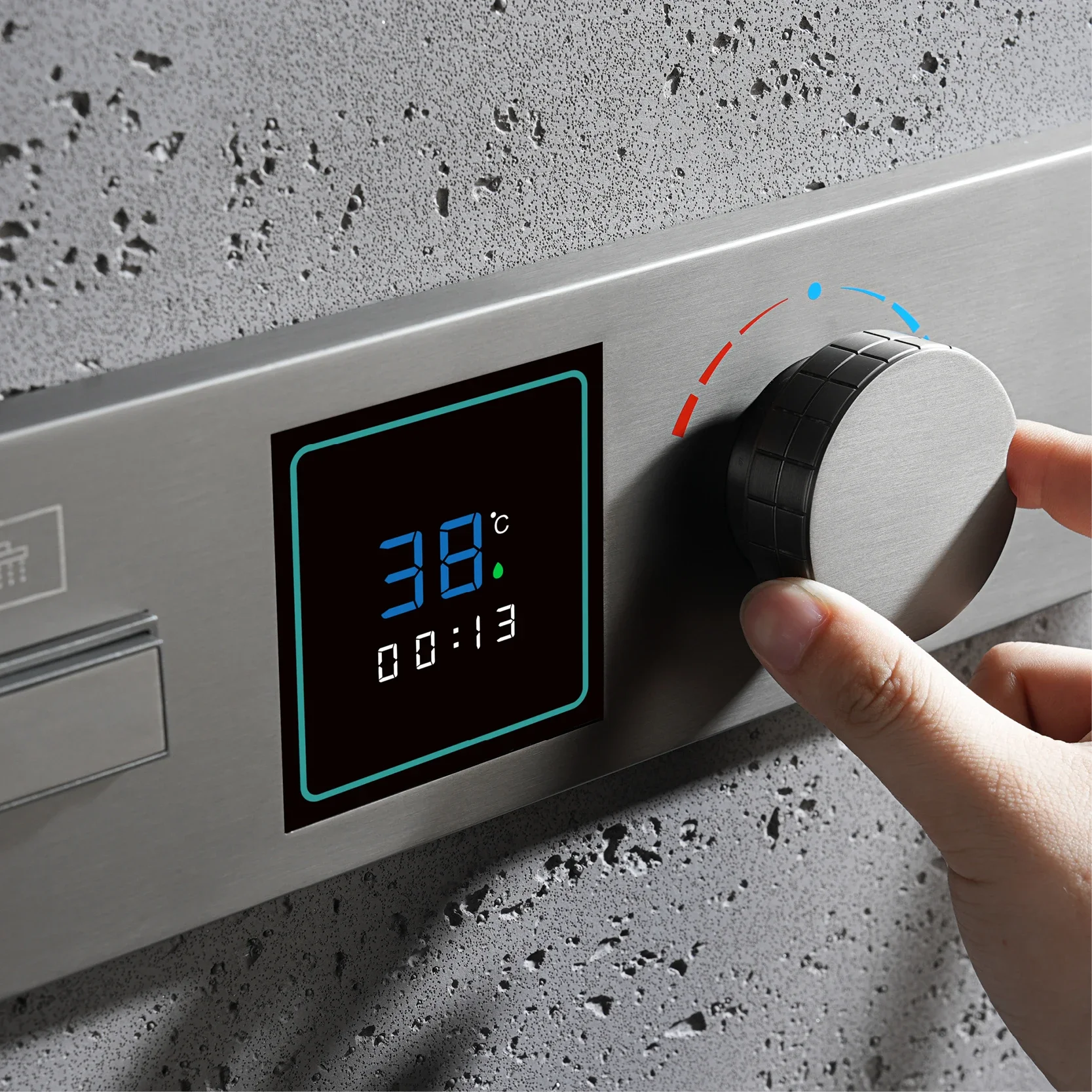 Luxury Bathroom Gunmetal Brass LED Temp Display Shower Sysetem Ceiling- Embedded 2 function Rainfall/waterfall Bath Fixtures